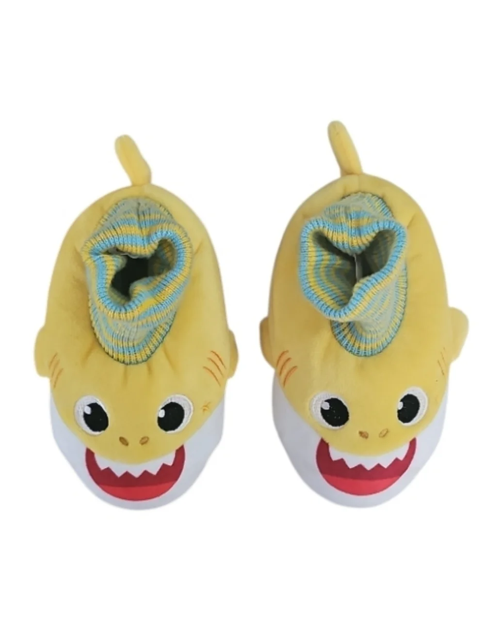 Baby Shark Yellow Slippers Kids 5/6 Plush Shark Slip On House Shoes Cute Cozy